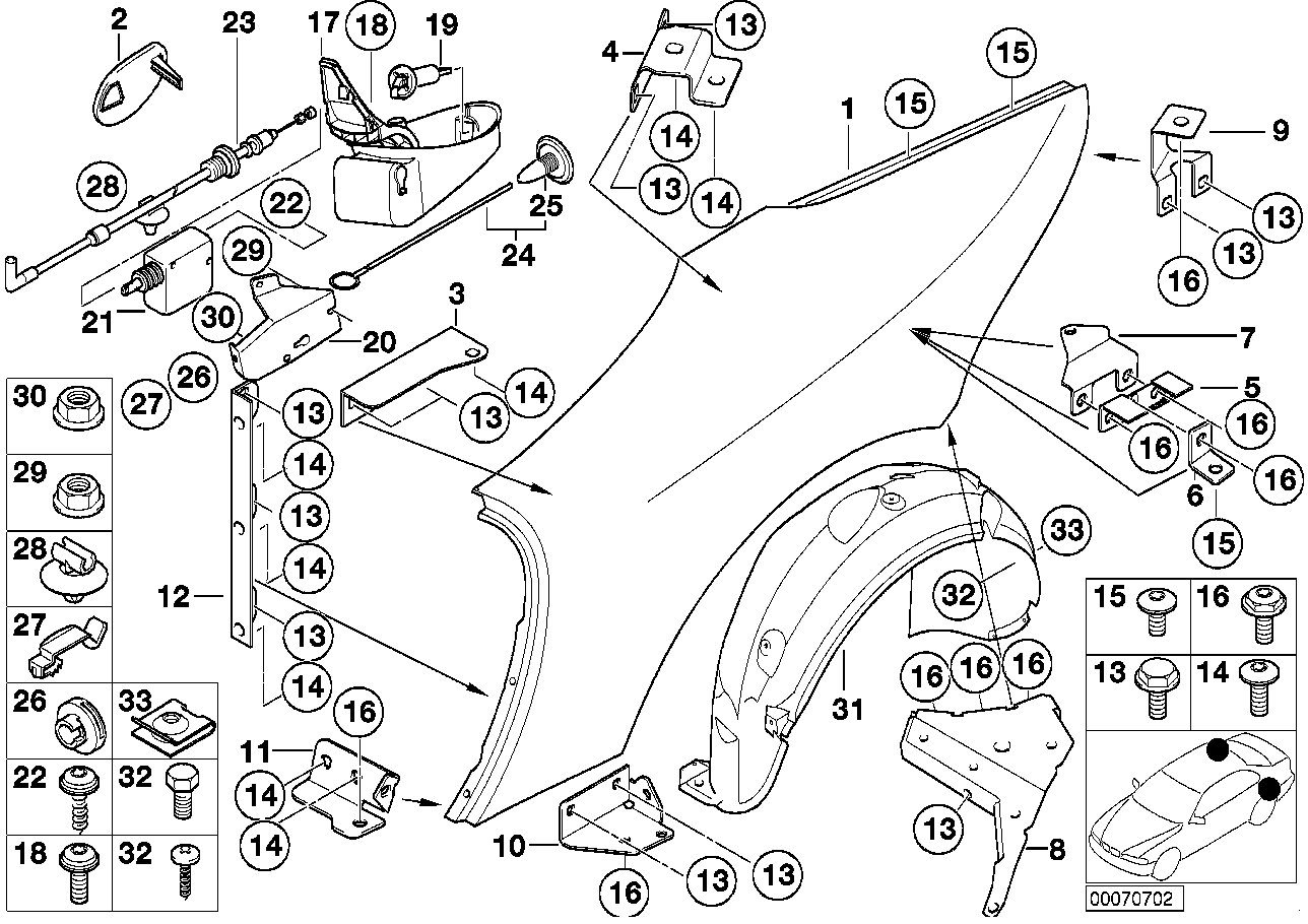 Genuine BMW 41357011641 E52 Bracket, Reinforcem., Side Panel, Ft Lft (Inc. Alpina V8 & Z8)