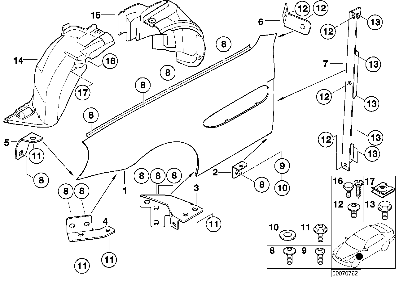 Genuine BMW 51718234135 E52 Cover, Wheell Housing, Front Left (Inc. Alpina V8 & Z8)