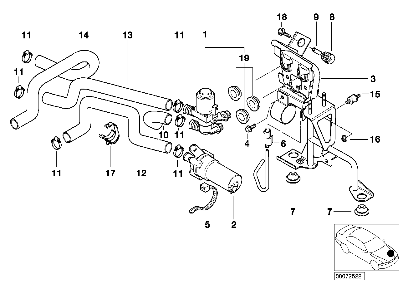 Genuine BMW 64218377247 E52 Water Hose Inlet 2 (Inc. Alpina V8 & Z8)