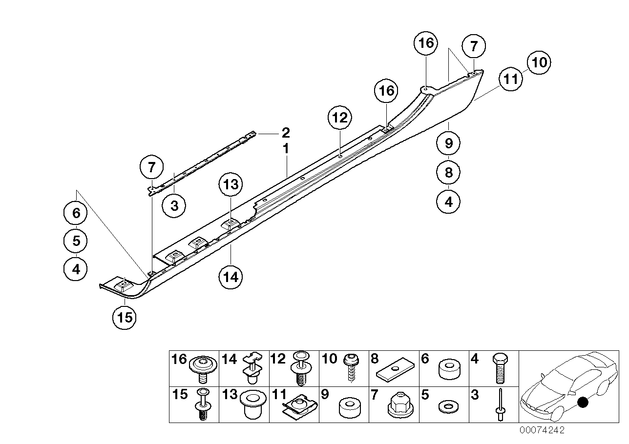 Genuine BMW 51718268800 E52 Door Sill Cover, Primed Right (Inc. Alpina V8 & Z8)