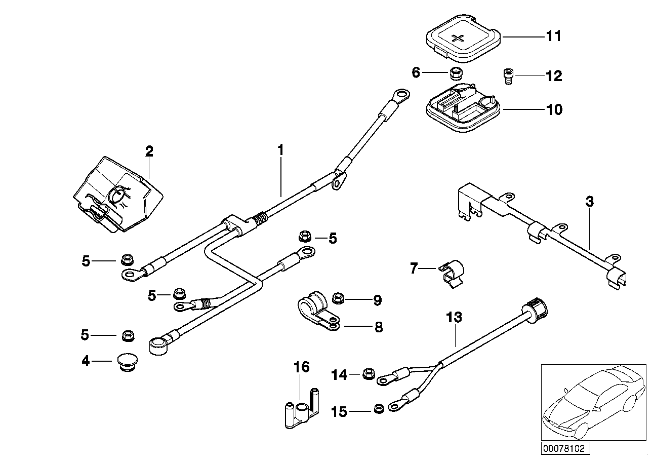 Genuine BMW 12421407786 E52 Cable Alternator-Starter-Base B+ (Inc. Alpina V8 & Z8)