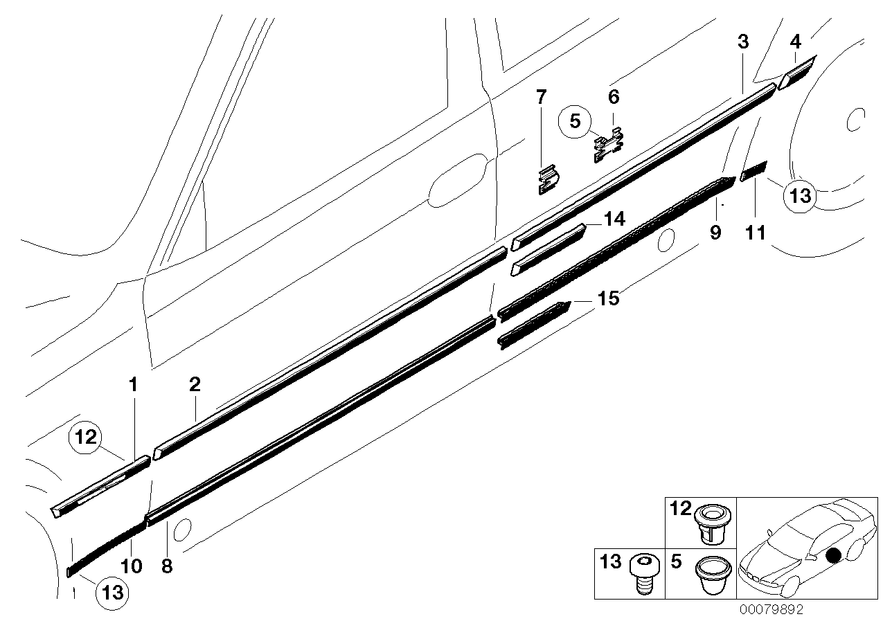 Genuine BMW 51228248041 E38 Gasket,Door Joint,Entrance,Primed,Rr Lft (Inc. 728iL, 735iL & L7)