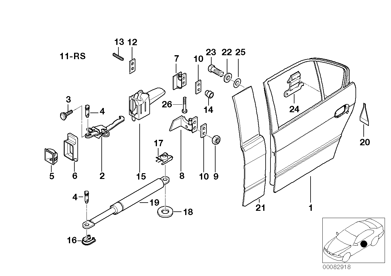 Genuine BMW 51228193448 E39 Rear Door Brake (Inc. 530i, 525i & 535i)