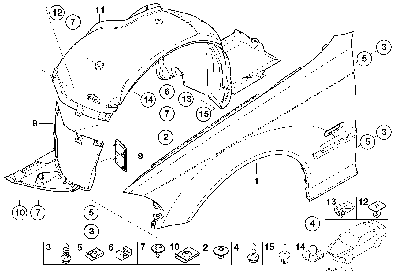 Genuine BMW 41357016205 E46 Side Panel, Front Left (Inc. 318ti, 318td & 325ti)