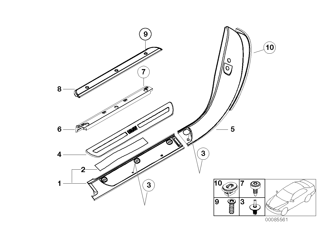 Genuine BMW 51478257875 E52 Mount For TriCover, Sill, Left (Inc. Alpina V8 & Z8)