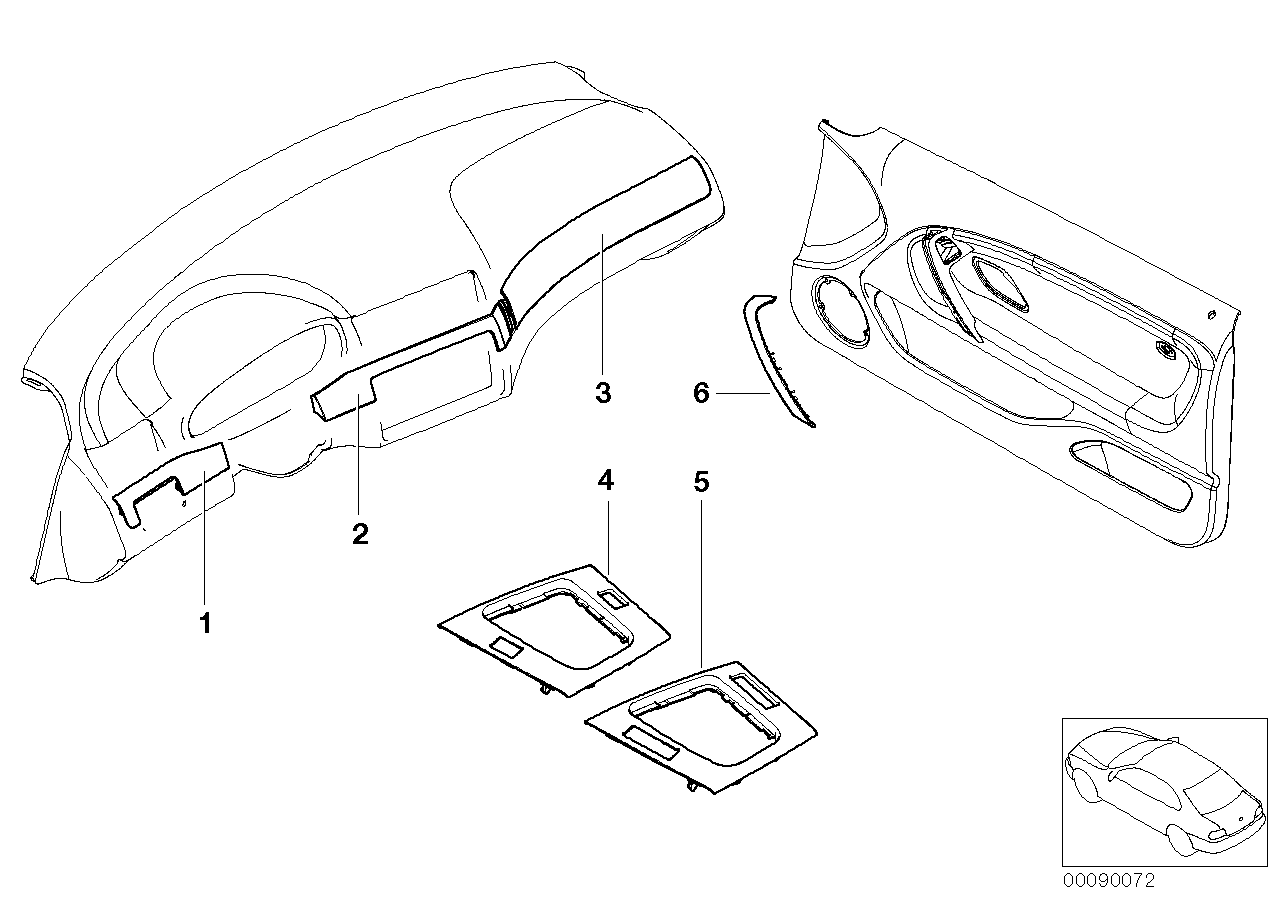 Genuine BMW 51417012149 E46 Trim, Inner Door Handle Aluminium Left U-TURN (Inc. 318ti, 320td & 318td)