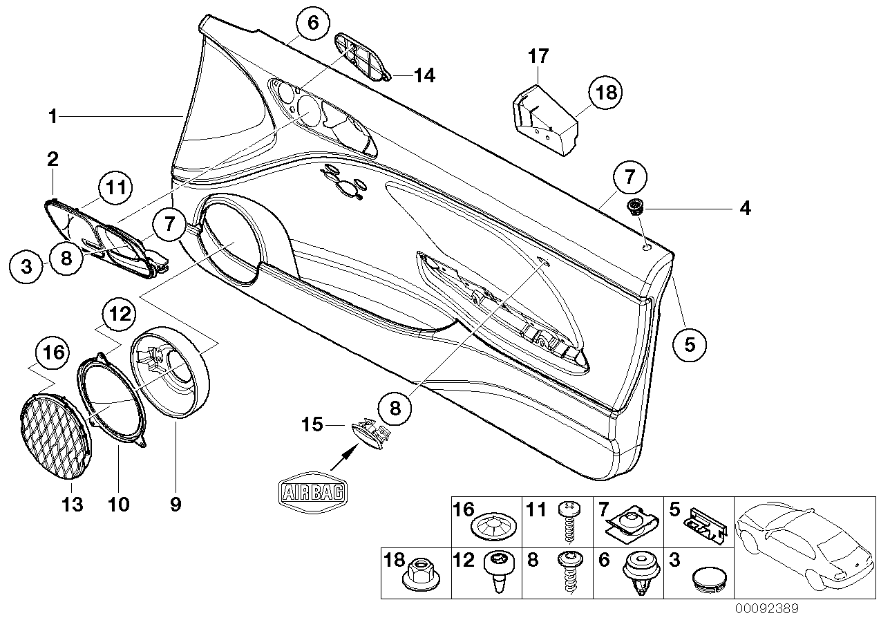 Genuine BMW 51418224077 E46 Door Trim Panel Left SCHWARZ/SCHWARZ (Inc. 325Ci, 320Cd & 330Ci)