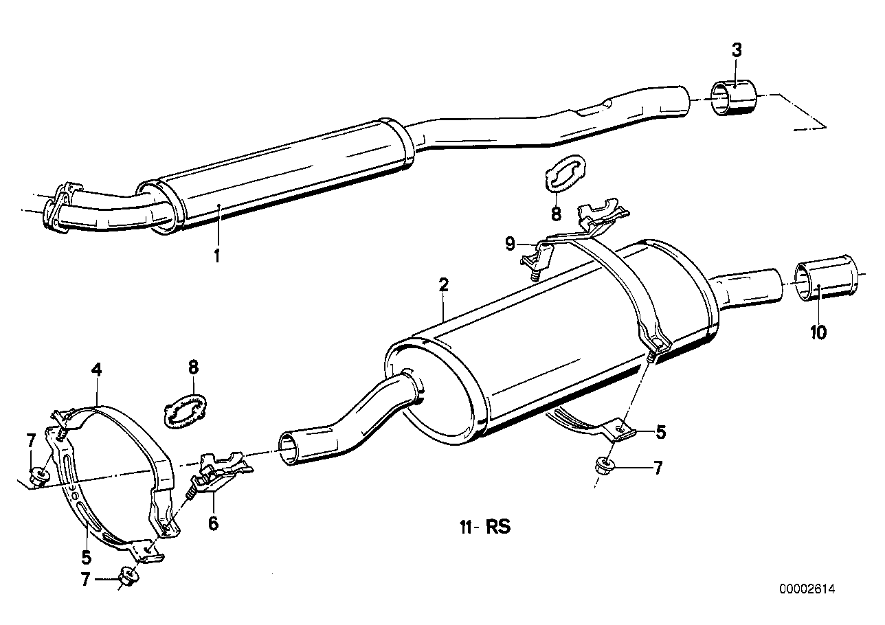 Genuine BMW 18101719277 E30 Front Muffler (Inc. 320i)