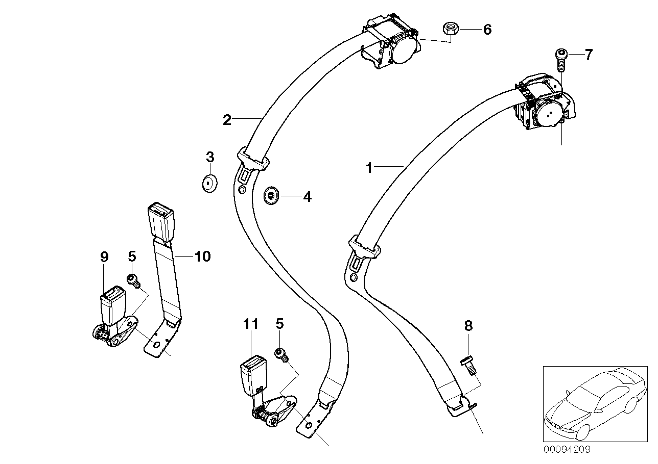 Genuine BMW 72118223324 E66 E65 E67 Lower Belt Rear Right (Inc. 730Ld, 740i & 740Li)