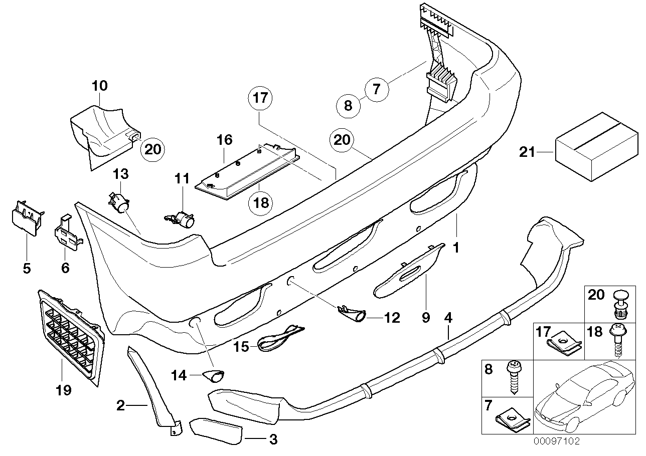 Genuine BMW 51127062597 E53 Bumper Trim Panel, Primed, Rear (Inc. X5)