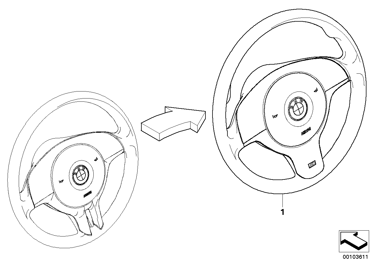 Genuine BMW 32342282021 E46 M Sports Steer.-Wheel, Airbag, Leather SCHWARZ/SCHWARZ (Inc. 318ti, 328i & 330d)