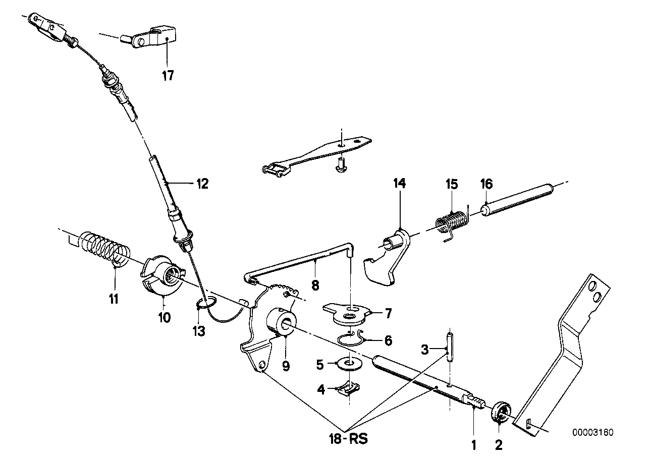 Genuine BMW 24341208749 E21 E30 Accelerator Bowden Cable (Inc. 318i & 320i)