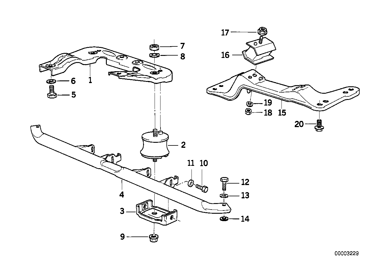 Genuine BMW 24701138427 E36 E34 Rubber Mounting Left (Inc. 525i, 325is & 325i)