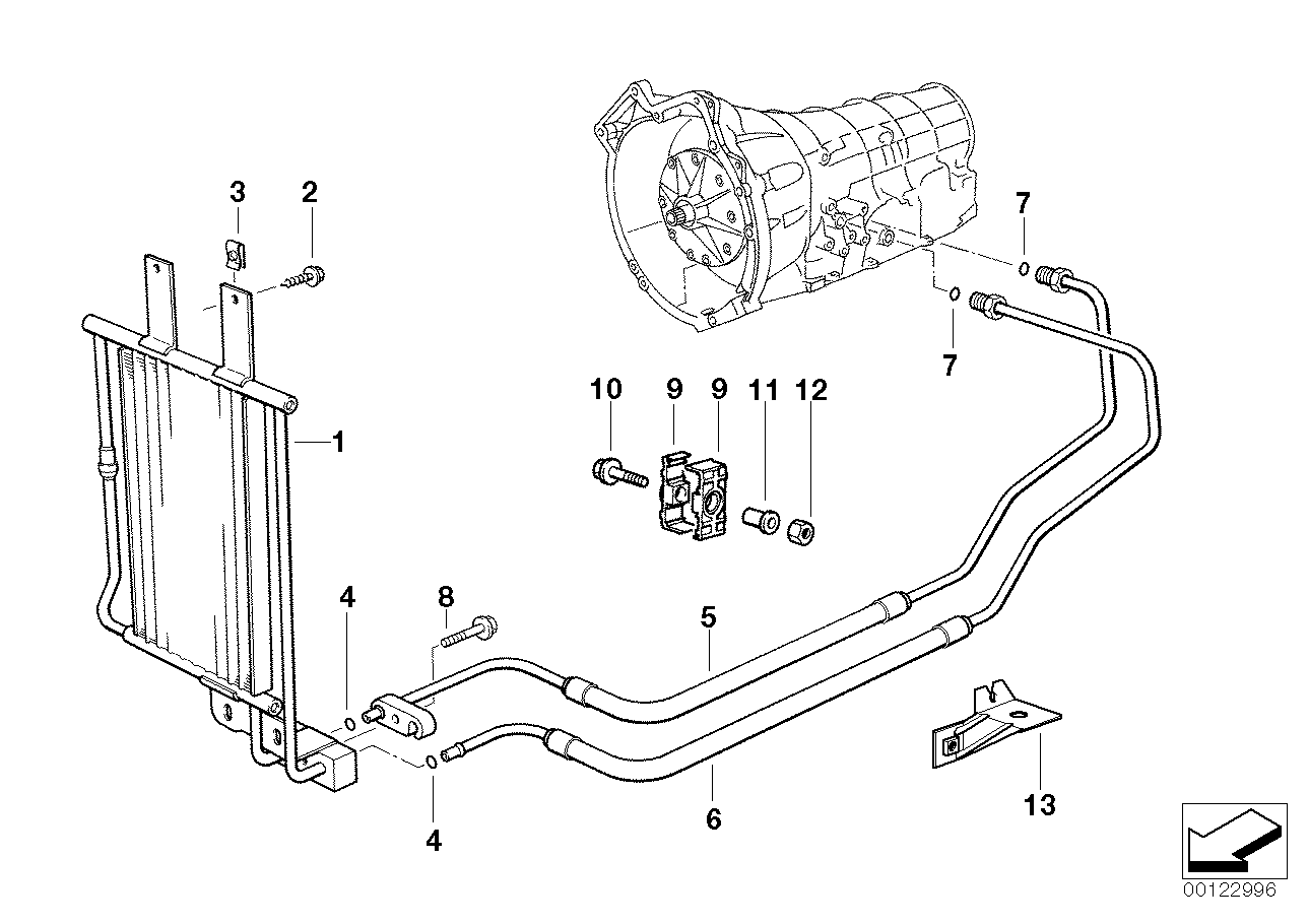 Genuine BMW 17221728763 E34 Oil Cooling Pipe Inlet A4S310R (Inc. 520i & 525i)