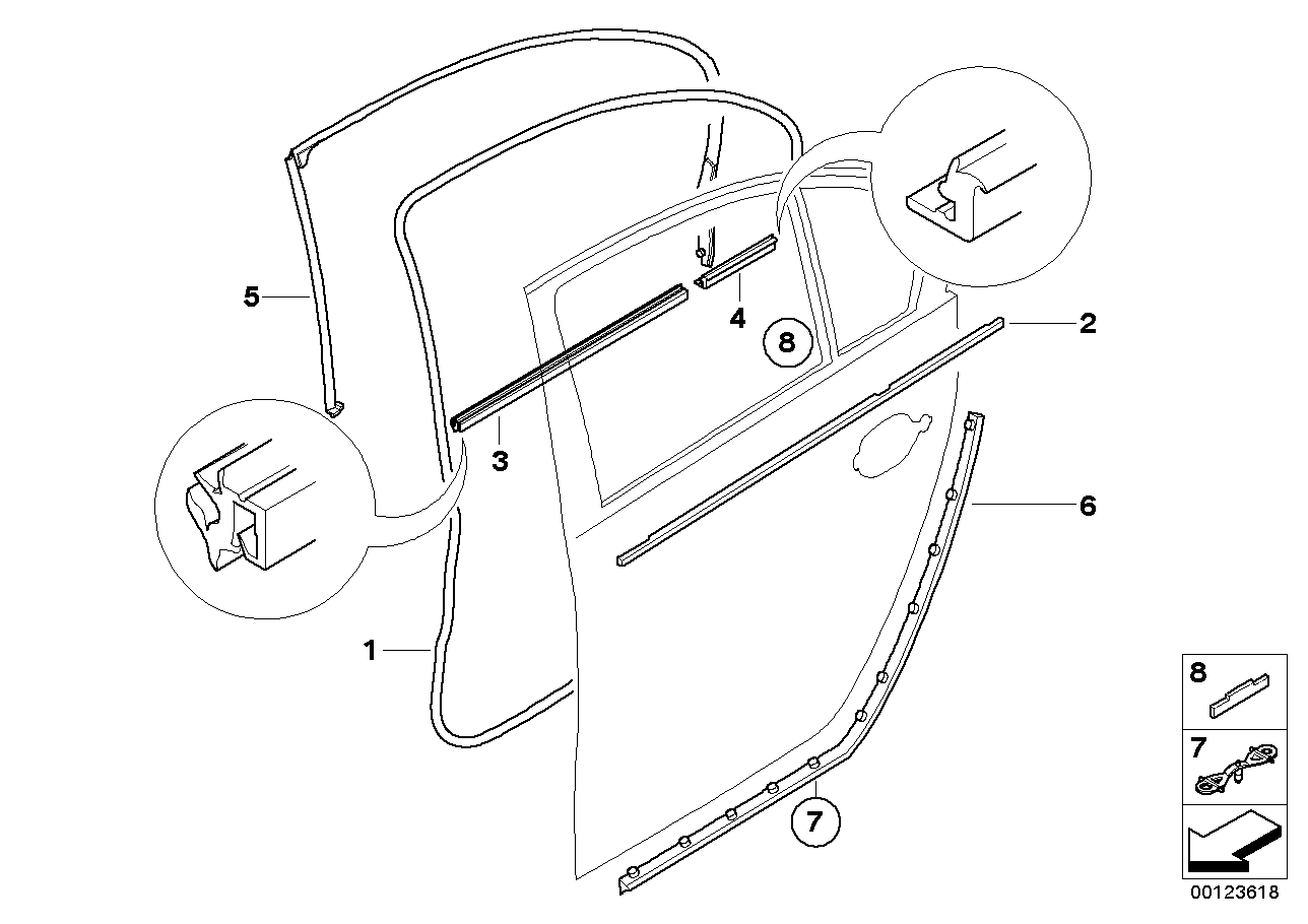 Genuine BMW 51227049438 E60 E61 Inner Right Window Channel Cover (Inc. 528xi, 520i & 525xi)