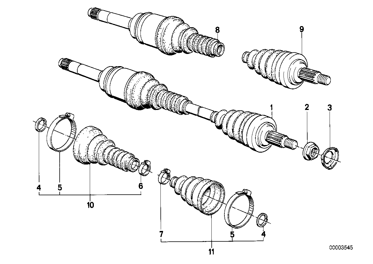 Genuine BMW 31601226815 E30 Exch. Output Shaft Abs, Left (Inc. 325ix)
