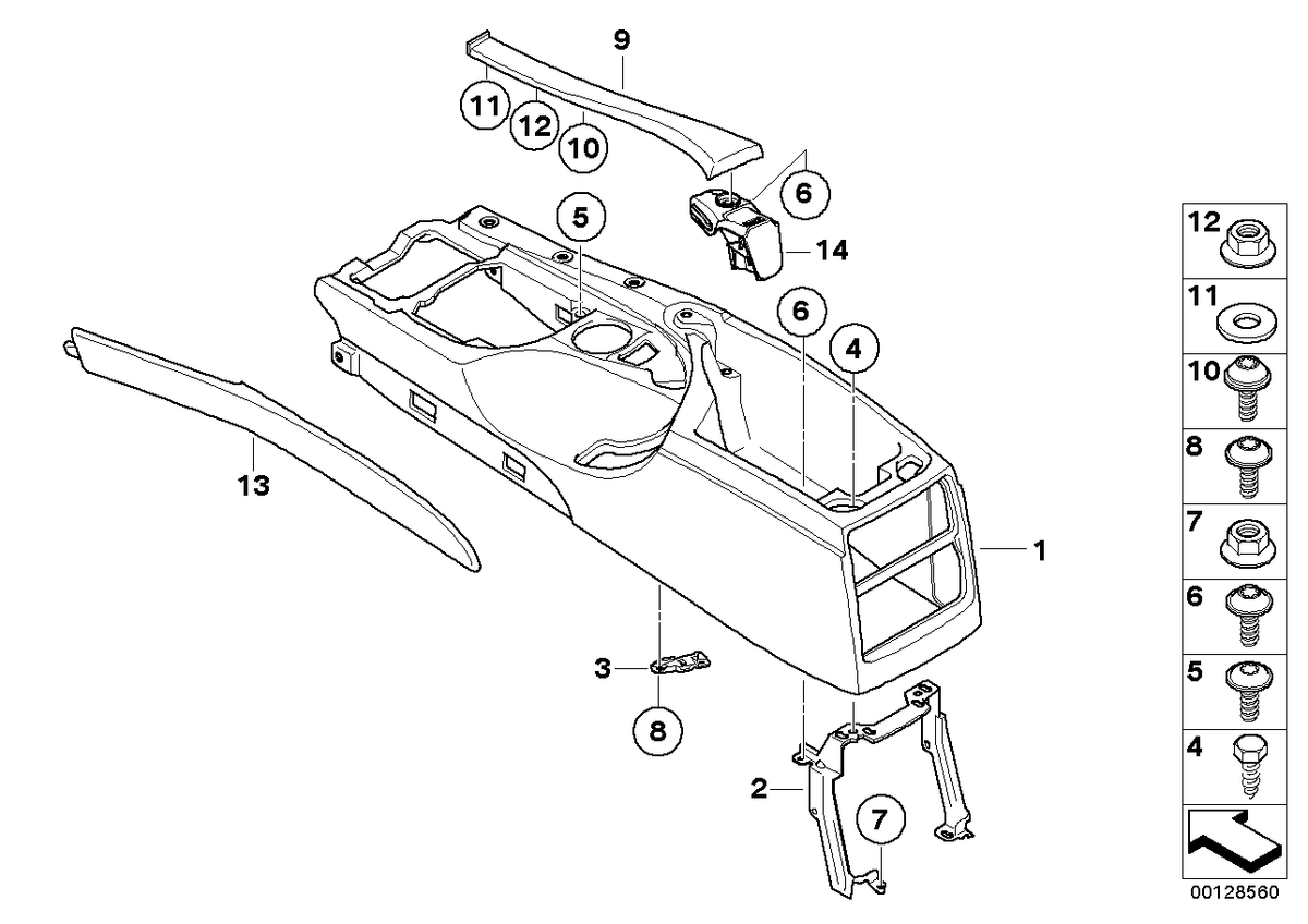 Genuine BMW 51169112003 E60 E61 Cover Center Console BEIGE (Inc. 530xi, 520i & 530d)