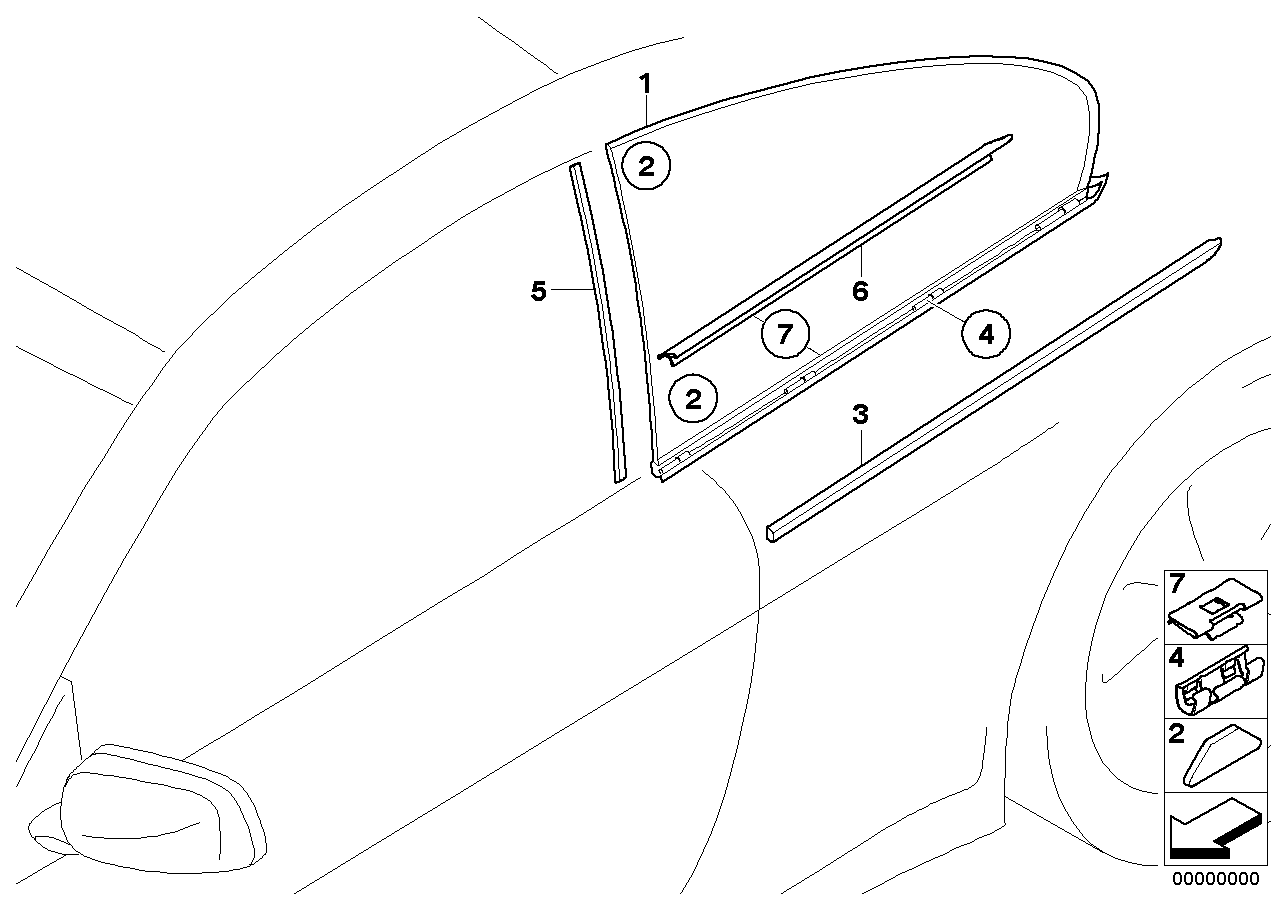 Genuine BMW 51377008575 E63 Door Weather Strip Outer Left CHROM (Inc. 645Ci, 650i & 630i)