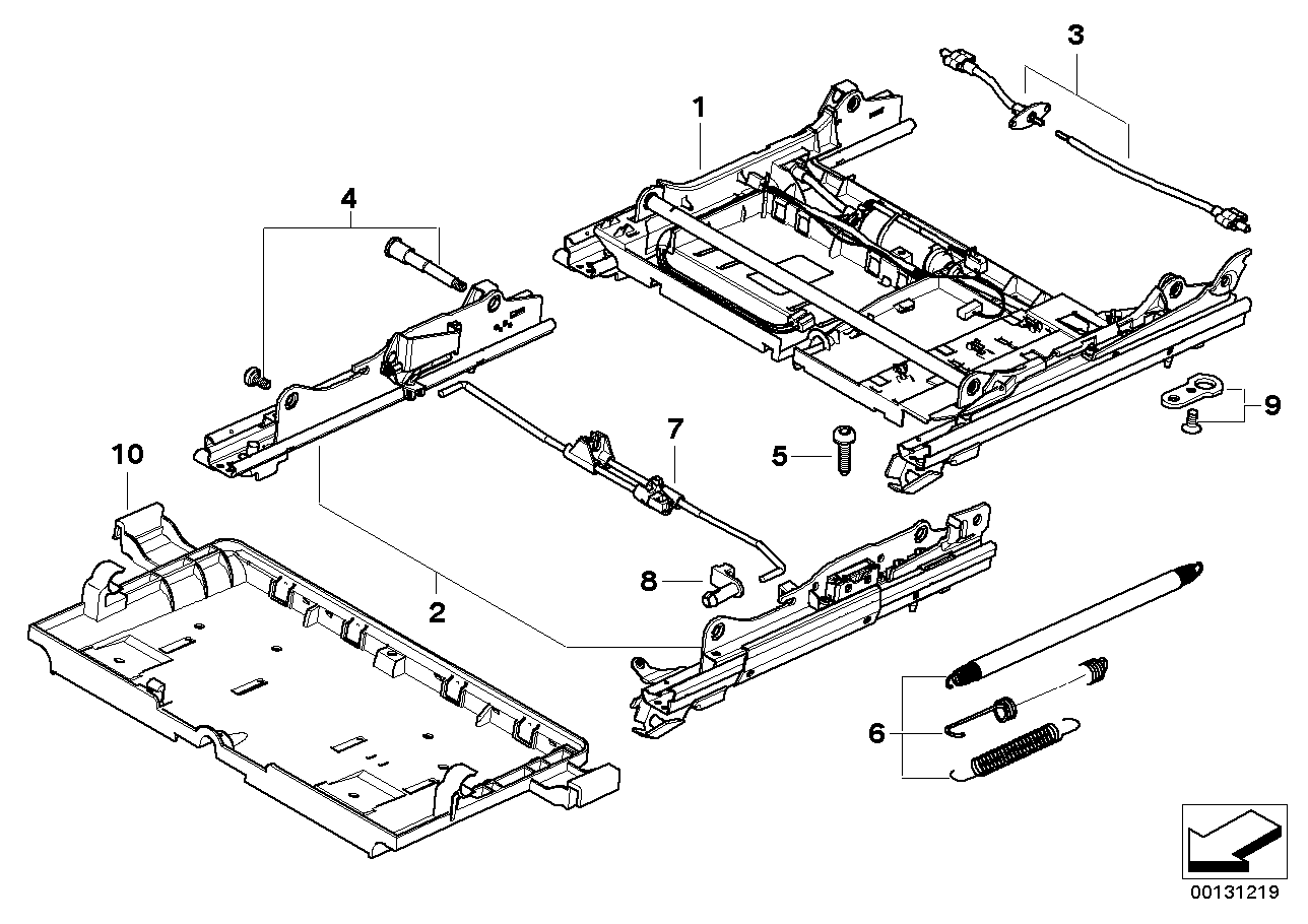 Genuine BMW 52107075940 E60 E61 Seat Rail Right (Inc. 760LiS, 745Li & 735Li)