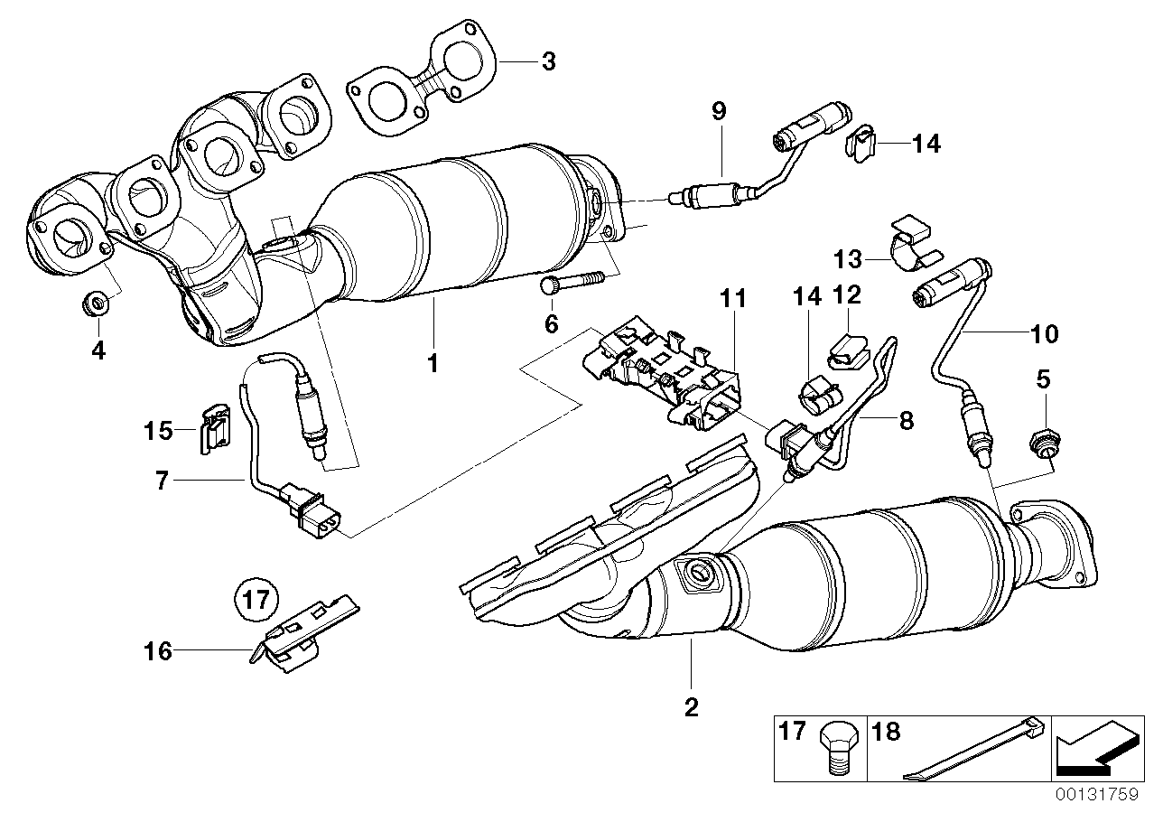 Genuine BMW 11787512983 E63 E61 E64 Lambda Probe, Grey L= 550mm (Inc. 545i & 645Ci)