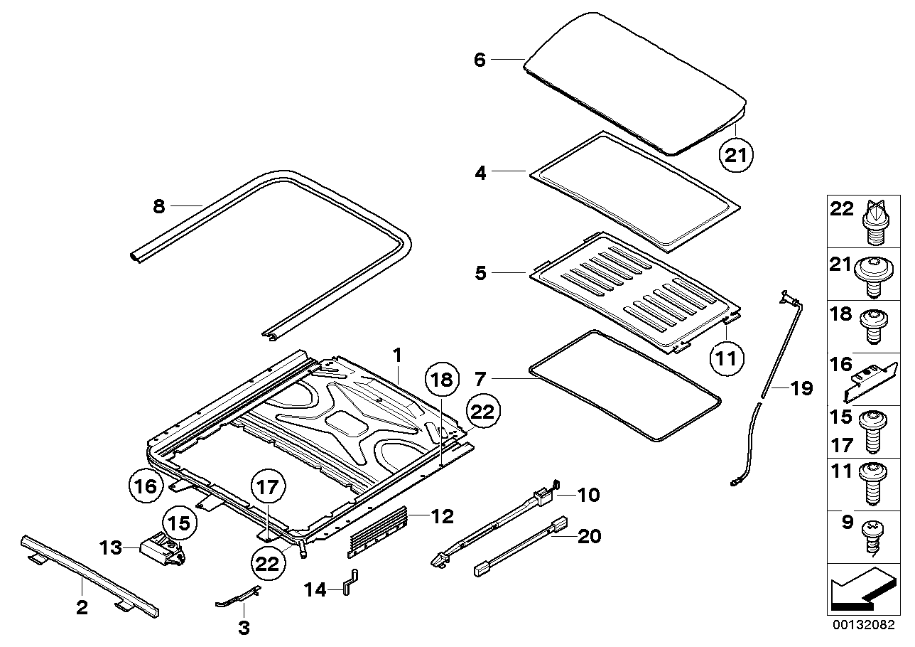 Genuine BMW 54137029417 E65 E66 Ceiling Frame STEINGRAU (Inc. 745Li, 735Li & 740Li)
