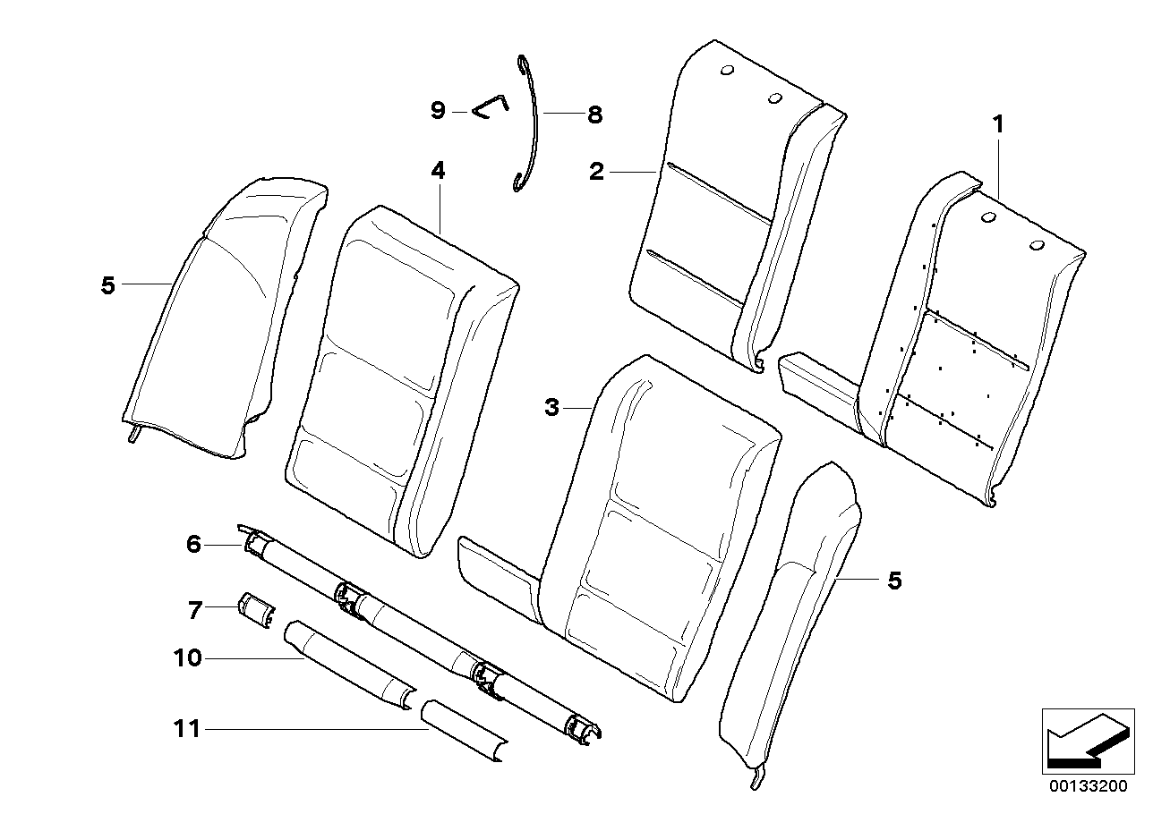 Genuine BMW 52207904894 E60 Side Finisher, Leather, Right SCHWARZ (Inc. M5)
