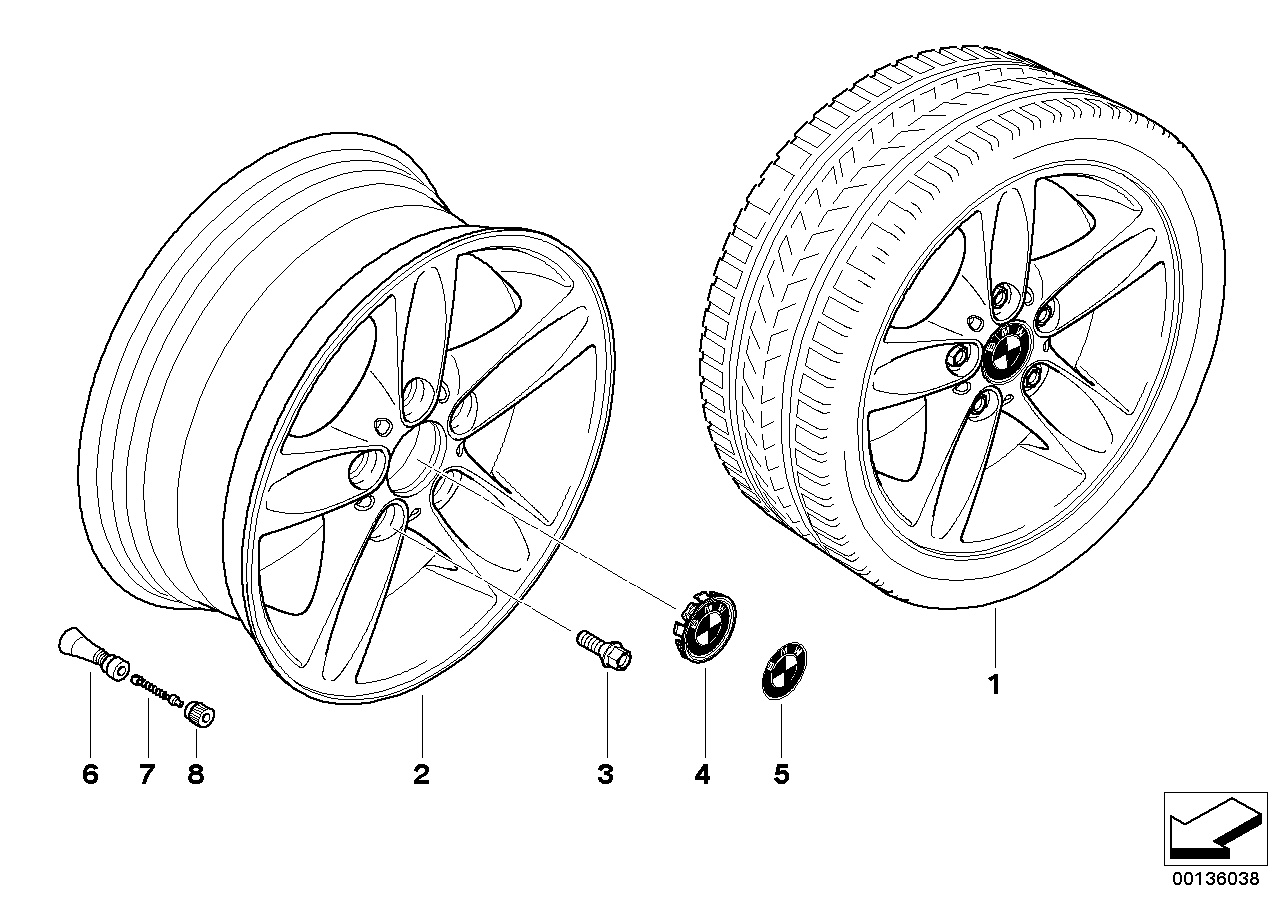 Genuine BMW 36116775619 E88 E81 E87 Light Alloy Rim 7JX16 ET:44 (Inc. 118i, 116i 1.6 & 116i 2.0)