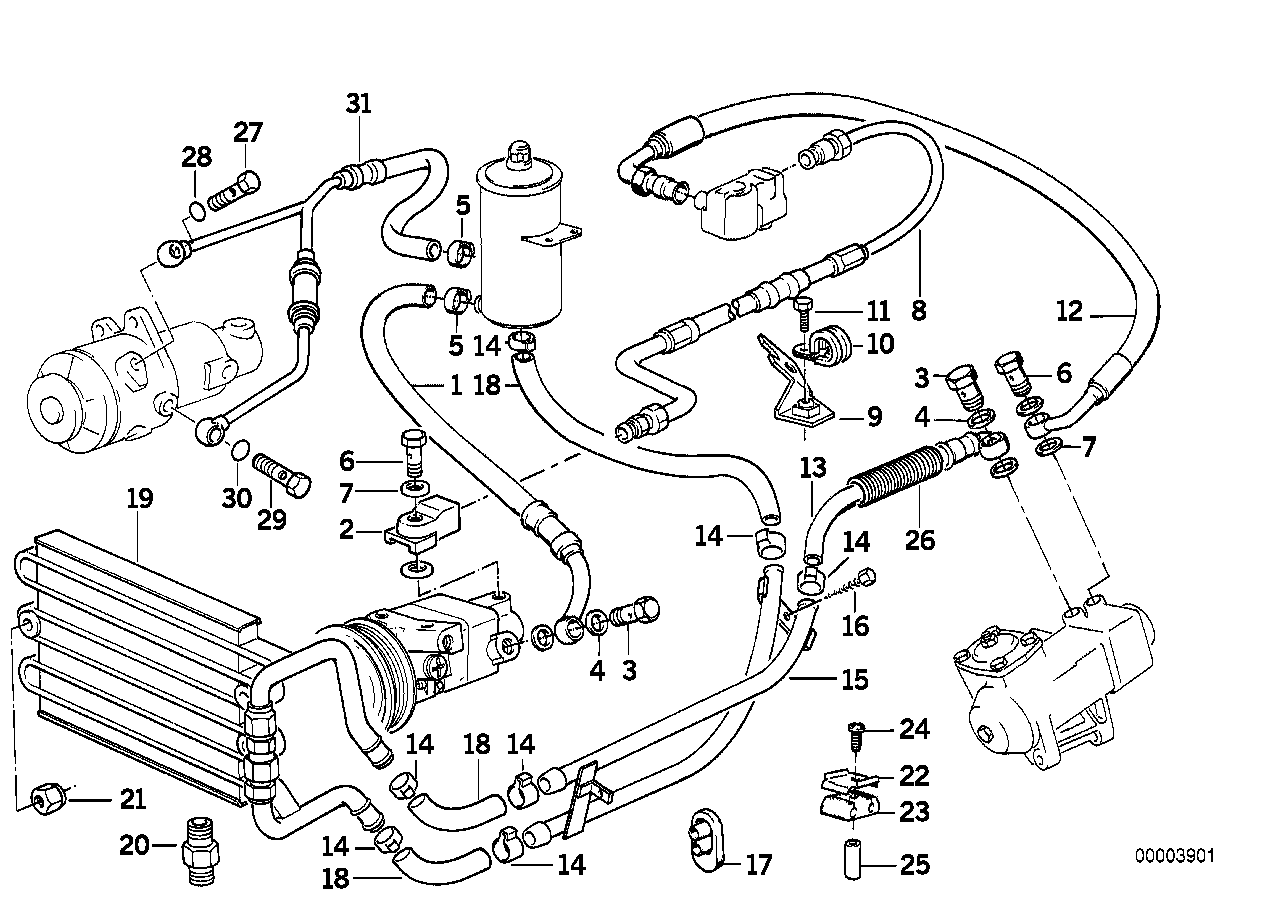 Genuine BMW 32411140039 E31 Pressure Hose Assy (Inc. 850Ci)