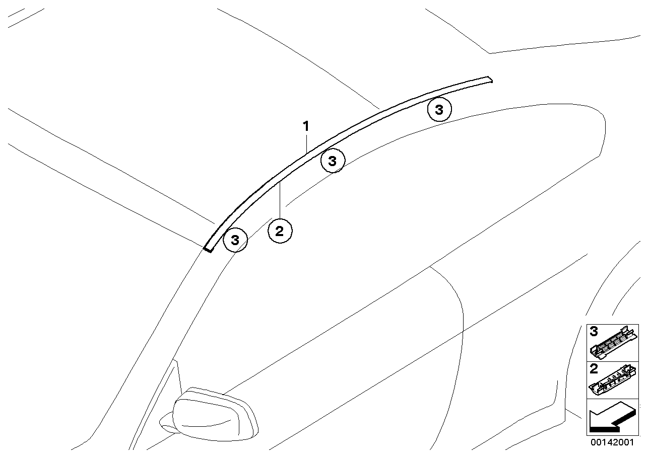 Genuine BMW 51137145190 E63 Roof Molding Prime-Coated Right (Inc. 645Ci, 635d & M6)