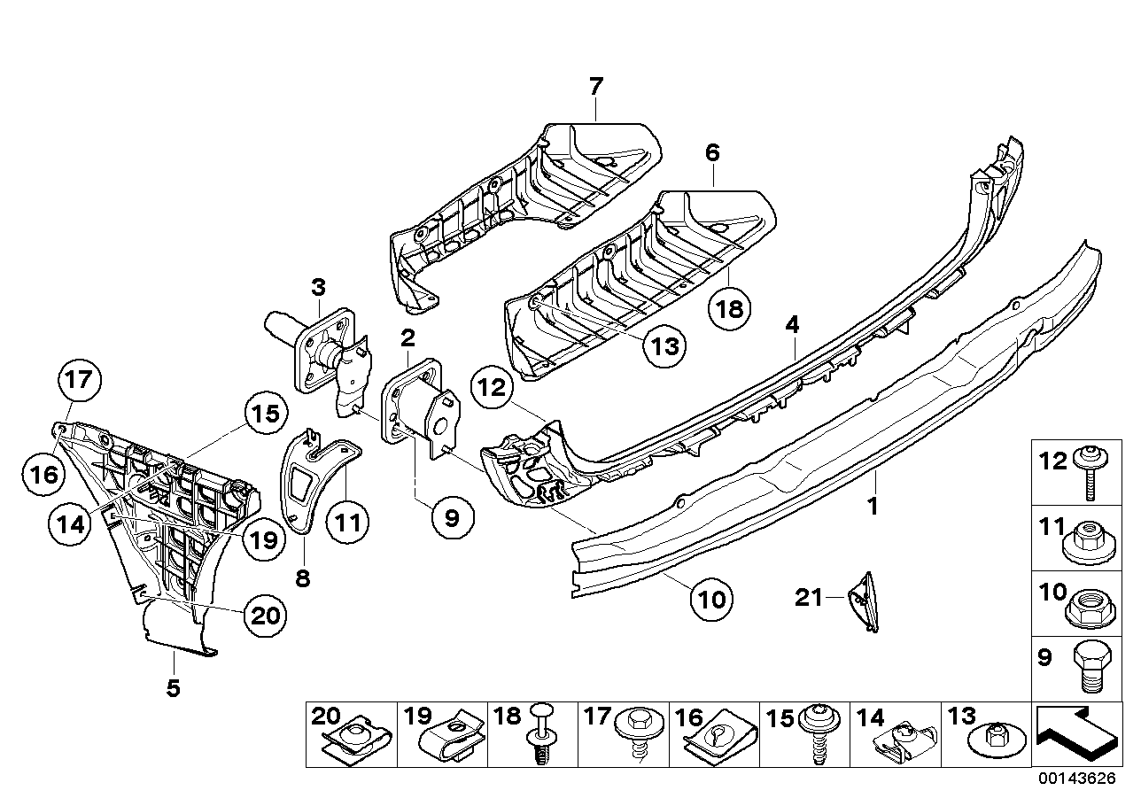 Genuine BMW 51127060796 E61 Mount, Bumper Rear Right (Inc. 535d, 520i & 550i)