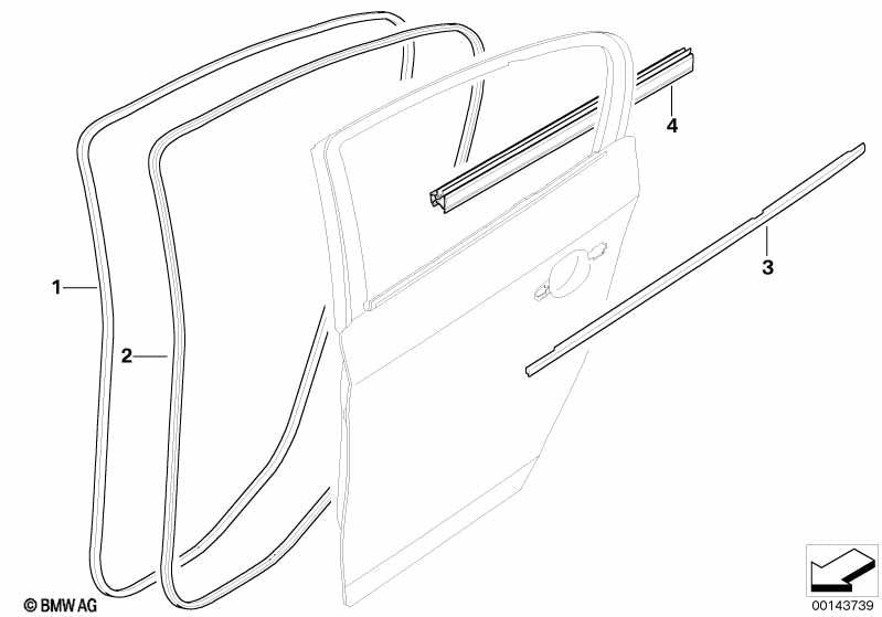 Genuine BMW 51357220189 Outer Weatherstrip, Rear Left Door GLANZSCHWARZ