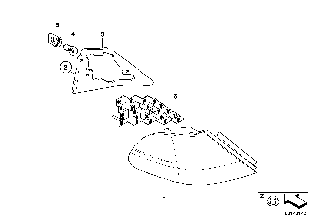 Genuine BMW 63217162071 E66 E65 E67 Seal, Rear Light, Side Panel Left (Inc. 750Li, 735Li & 740Li)