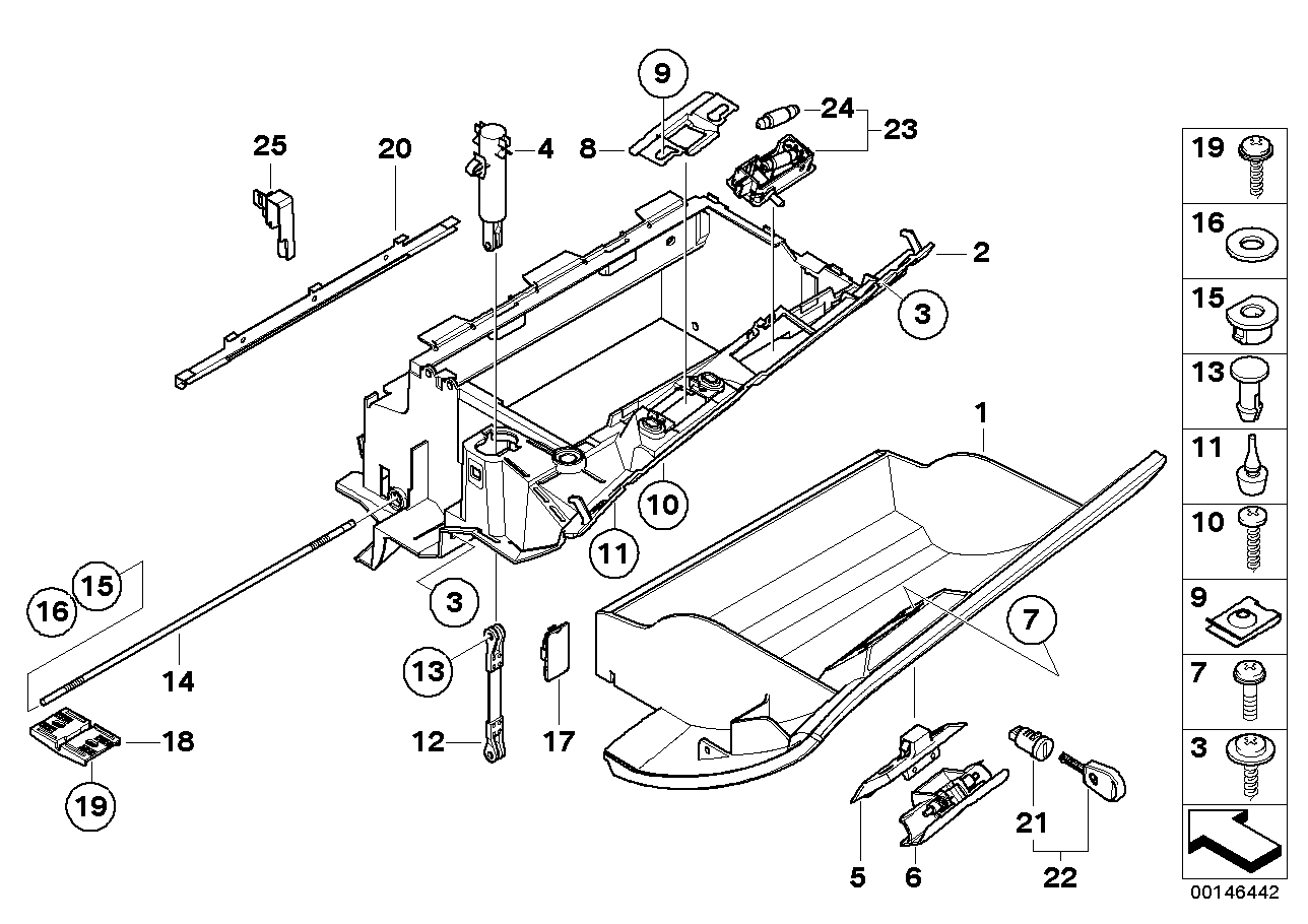 Genuine BMW 51163413775 E83 Glove Box Lid GRAU (Inc. X3)