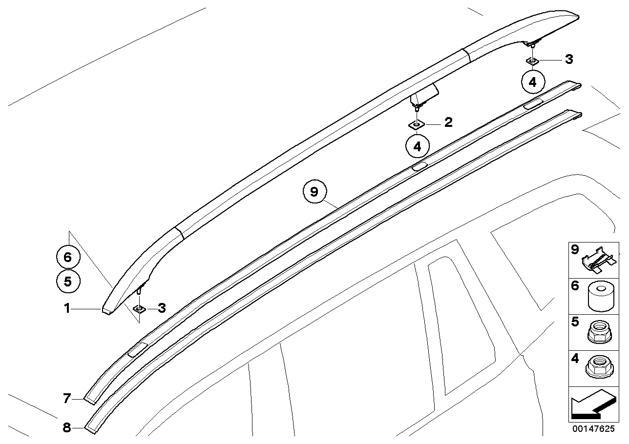 Genuine BMW 51133452579 E83 Roof Railing, Left SILBER (Inc. X3)