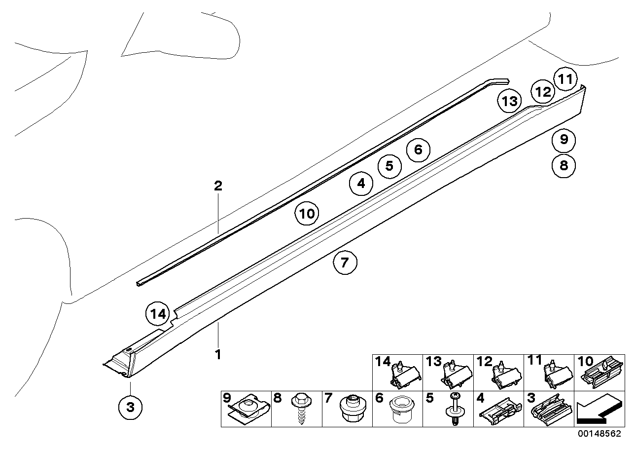 Genuine BMW 51717148543 E66 Door Sill Cover, Primed Left (Inc. 730Ld, 760Li & 730Li)