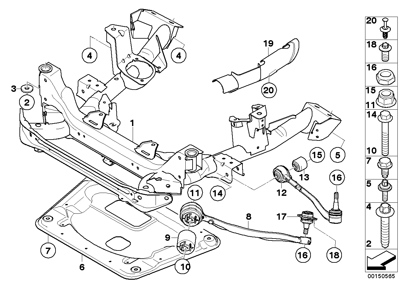 Genuine BMW 31103415150 E83 Front Axle Support (Inc. X3)
