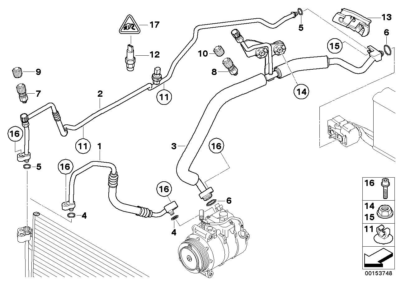 Genuine BMW 64539155334 E60 E61 Suction Pipe (Inc. 525i, 520i & 530i)