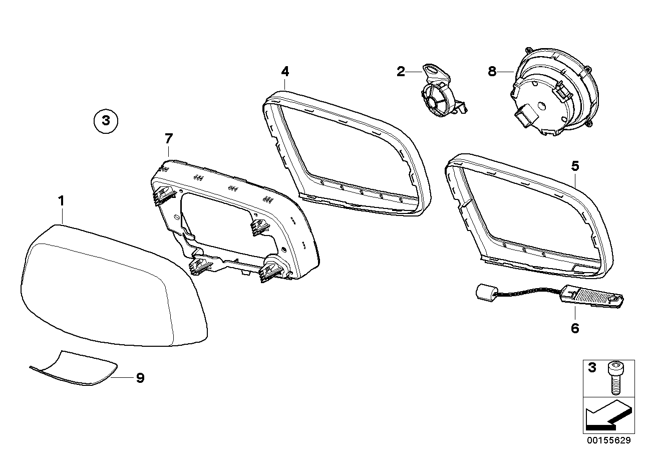 Genuine BMW 63317354830 E63 E64 E61 Lamp Outside Mirror, Right (Inc. 528i, 540i & 525i)