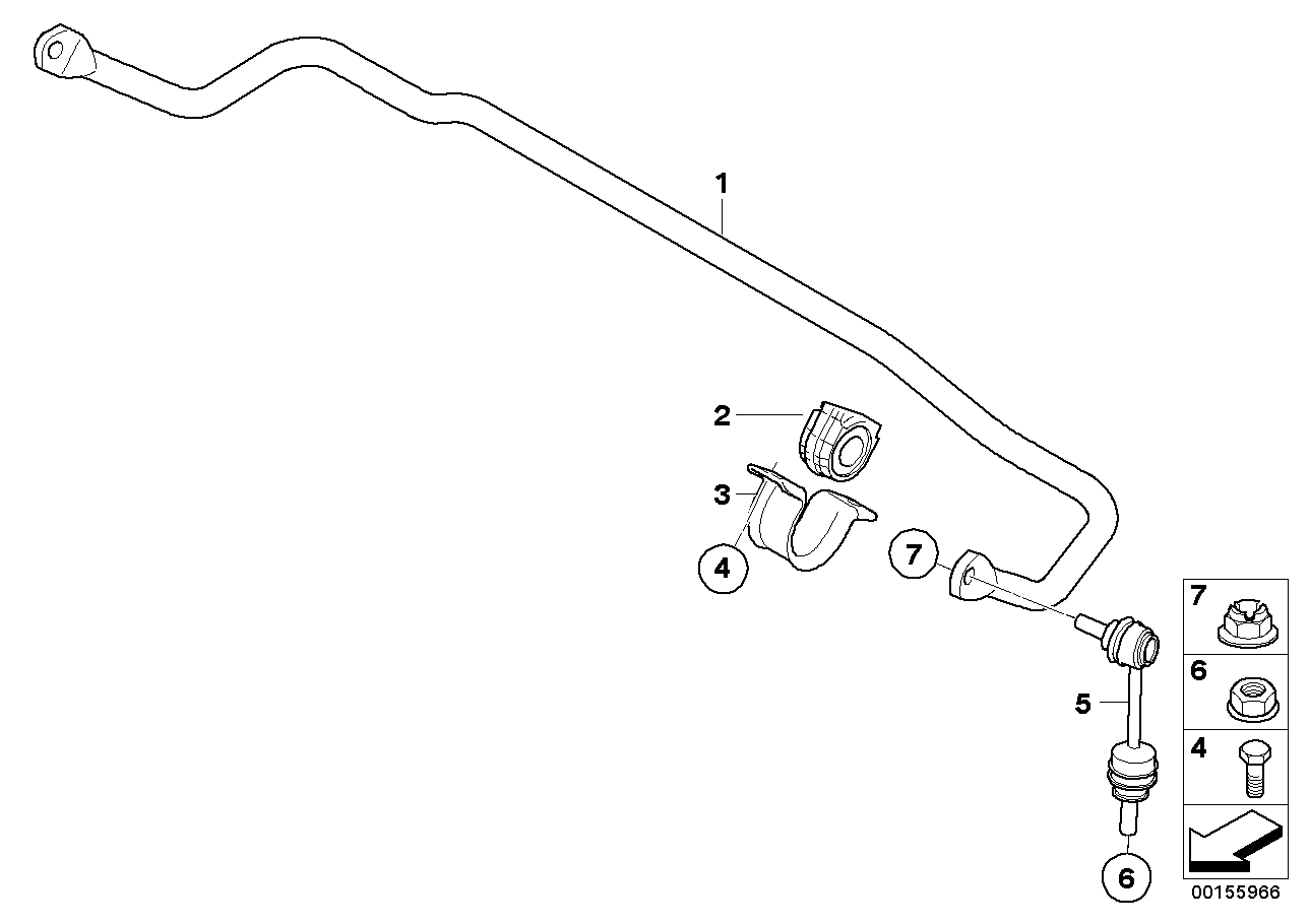 Genuine BMW 33556783041 E71 E70 Stabilizer, Rear D=21mm (Inc. X5)