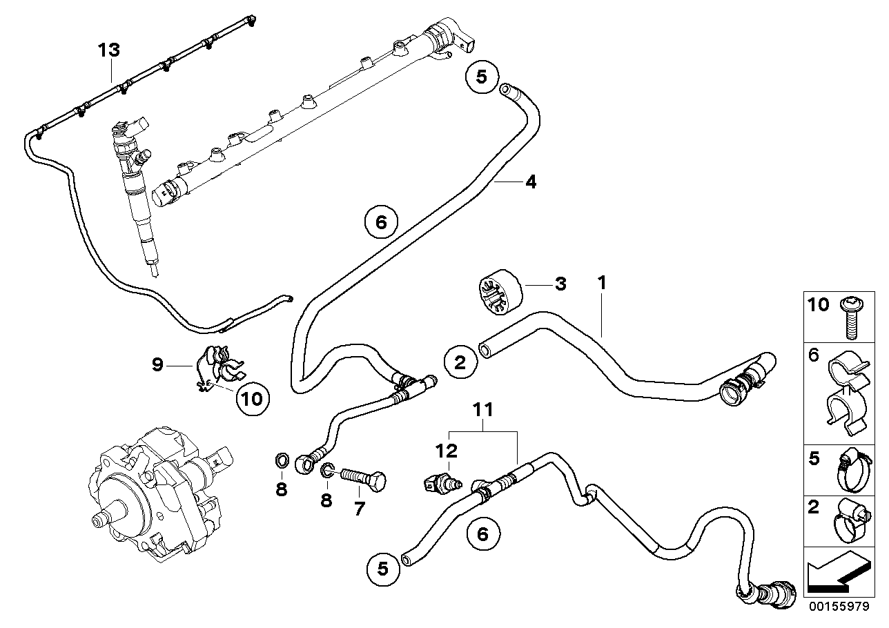 Genuine BMW 13537791677 E93 E90 E91 Fuel Pipe Bracket (Inc. 325d, 335d & 330d)