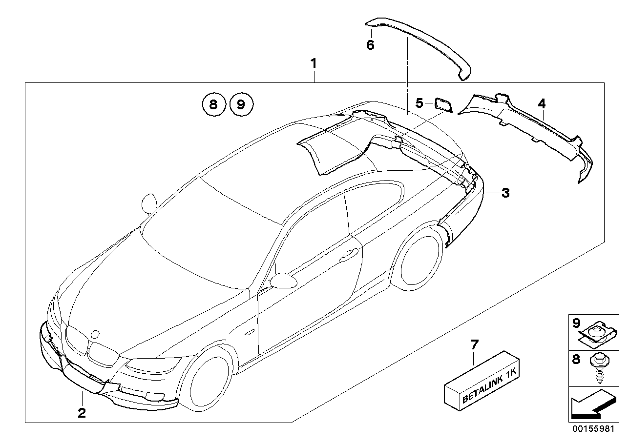 Genuine BMW 51120415359 E93 E92 Rear Trim Piece, Aerodynamics (Inc. 318i, 320xd & 325i)