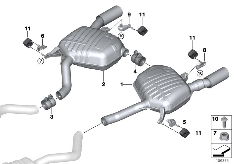 Genuine BMW 18307647066 E92 E93 Rear Muffler, Left, With Exhaust Flap (Inc. 335i & 335xi)