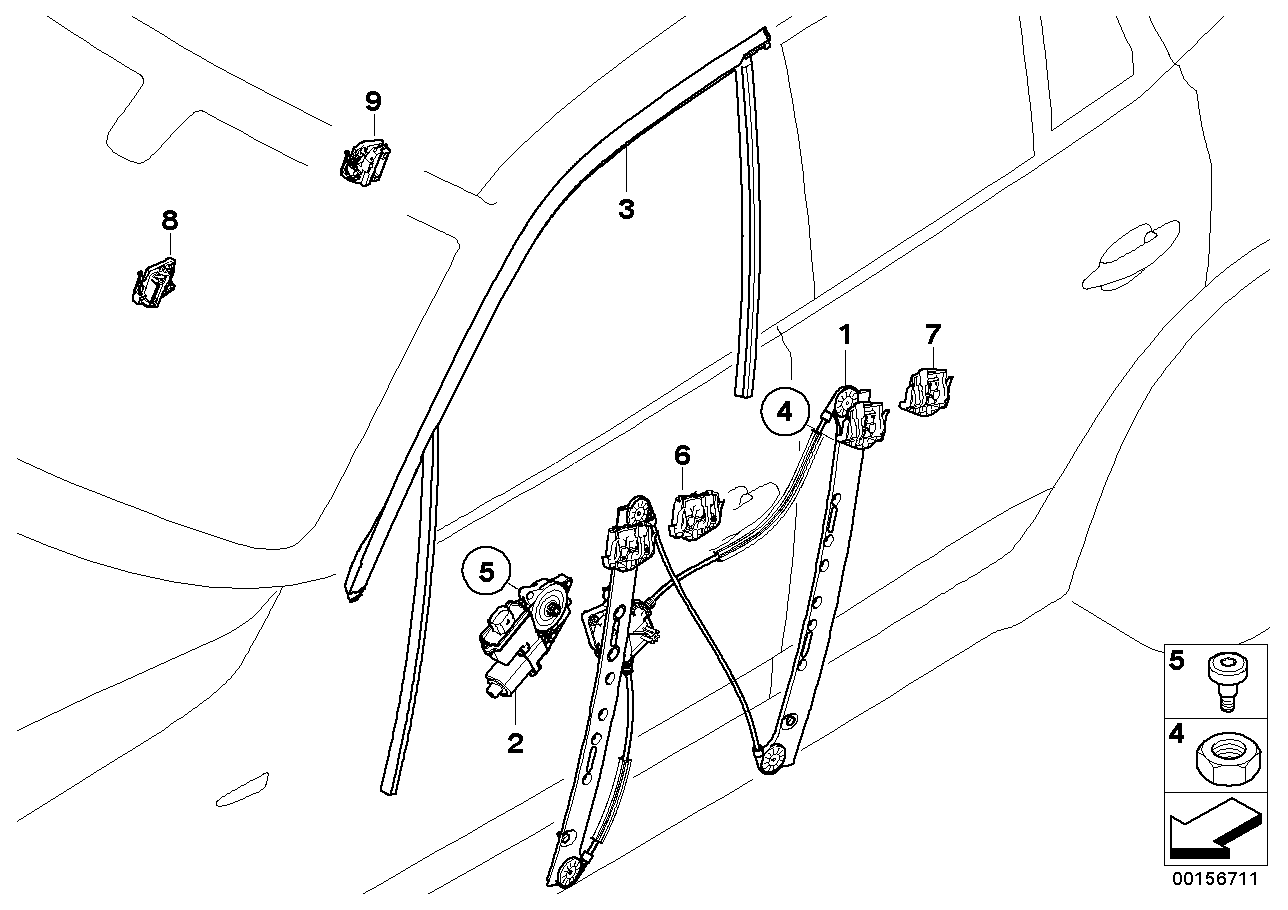 Genuine BMW 51333424493 E83 Window Guide, Left Front Door (Inc. X3)