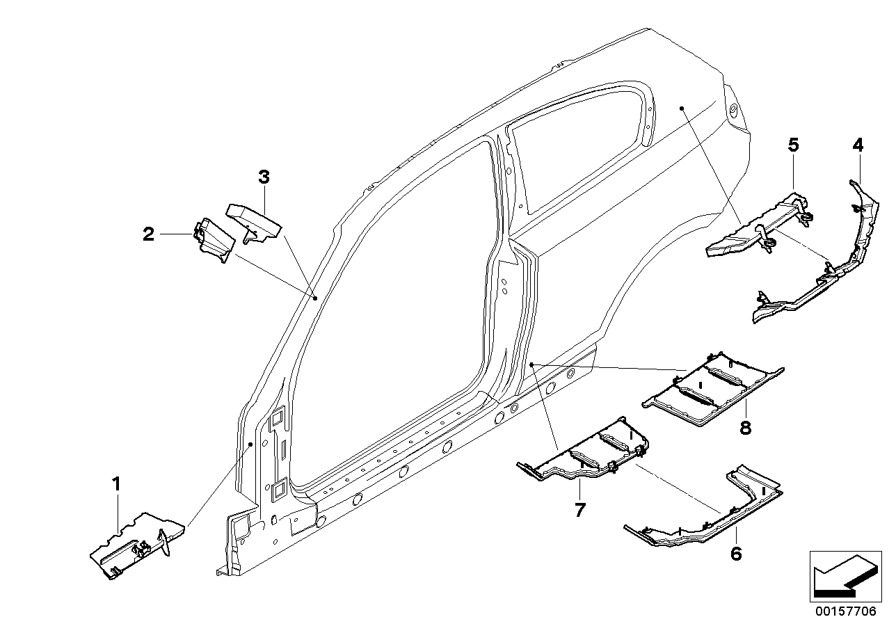 Genuine BMW 41147076726 E88 E87 Moulded Part F Wheel Housing Supp.,Right (Inc. 116d, 120d & 120i)