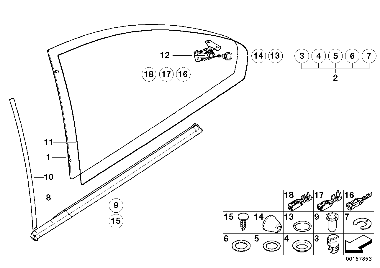 Genuine BMW 51378252625 Gasket, Vent Window Inner GRAU