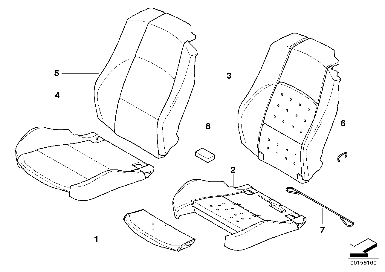 Genuine BMW 52107843094 E93 Sports Seat Cover Leather Right SCHWARZ (Inc. 325d, 318i & 335i)