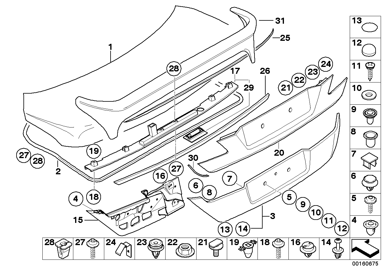 Genuine BMW 51137139745 E66 E65 E67 Trunk Lid Grip (Inc. 750i, 730i & 730Li)