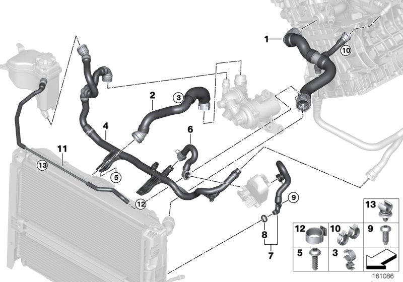 Genuine BMW 17127566024 E82 E81 E87 Hose From Engine To Radiator, Top (Inc. 118i, 116i 2.0 & 120i)