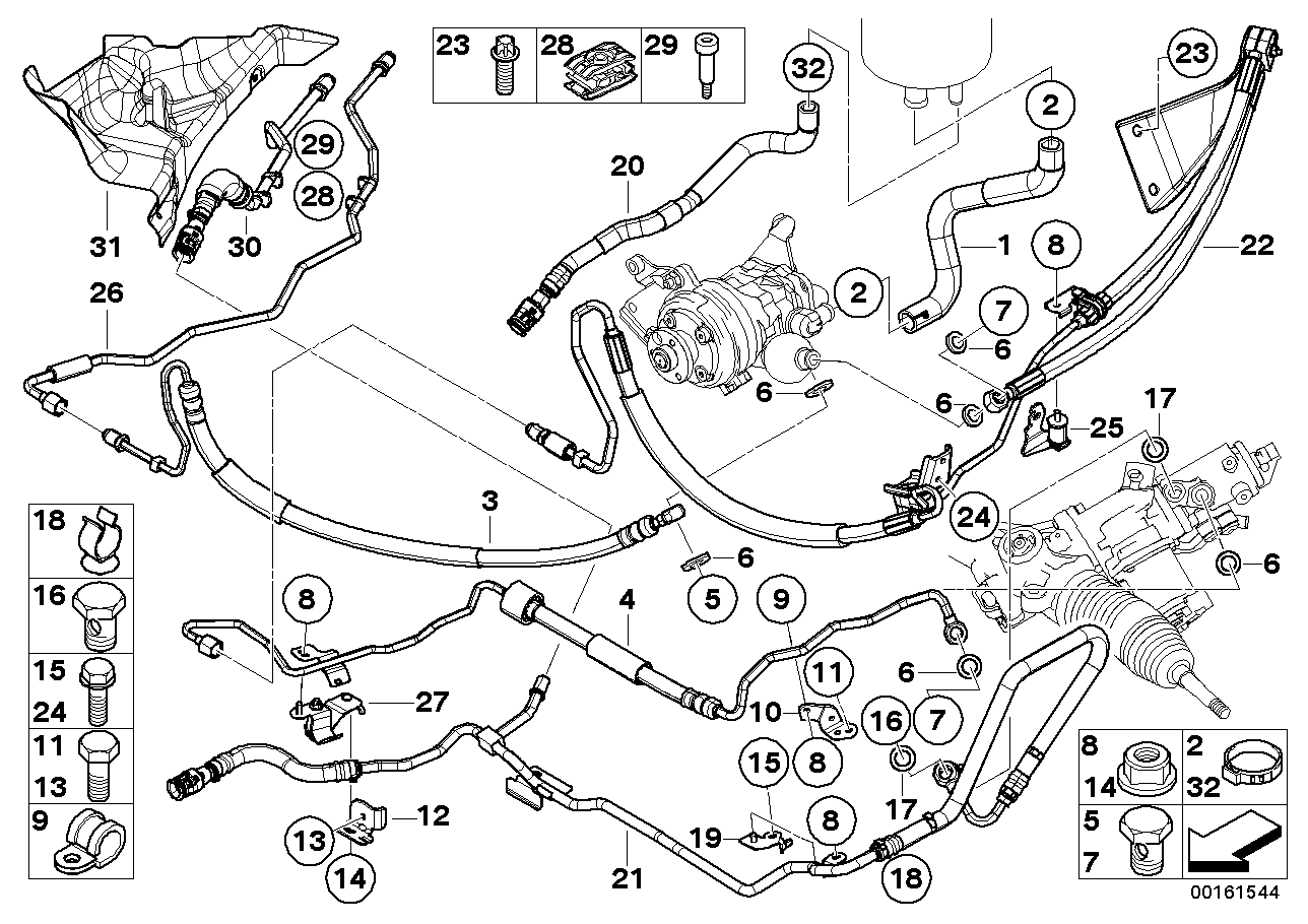 Genuine BMW 32416783589 E60 Expansion Hose Dynamic Drive 1St Part (Inc. 535i)