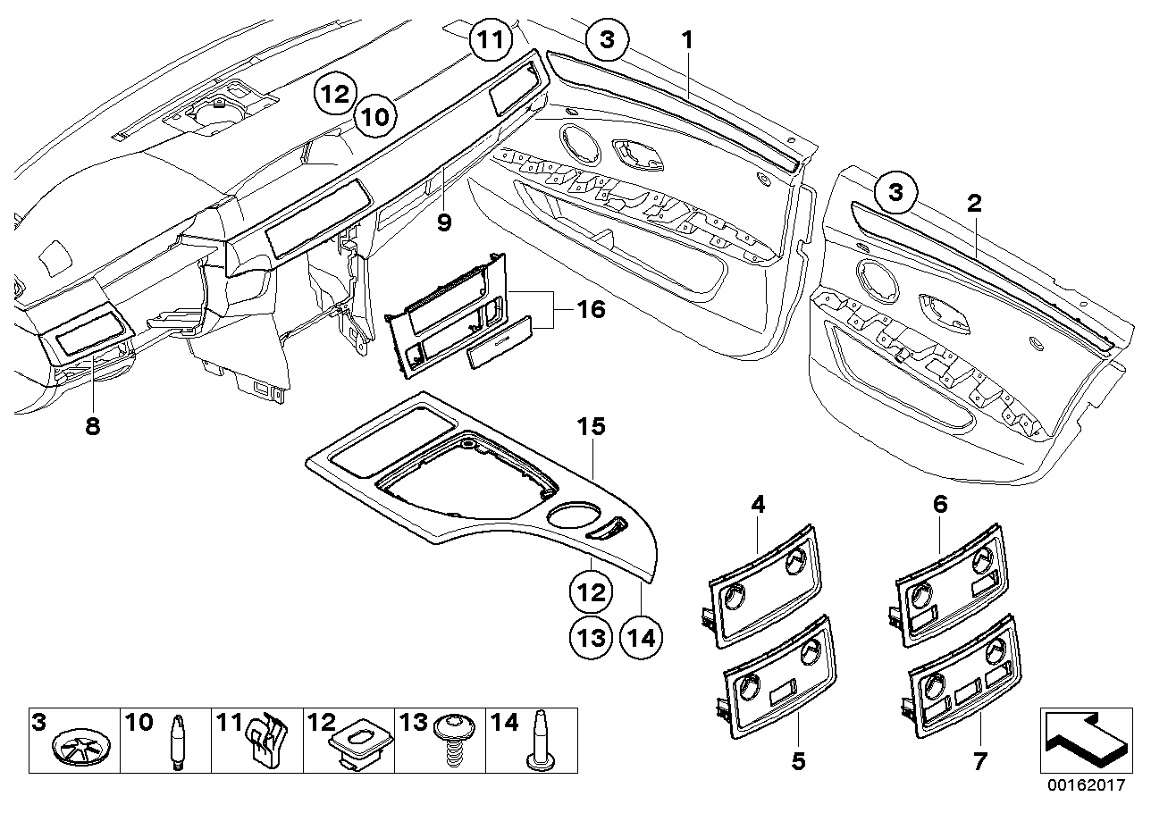 Genuine BMW 51456989862 E60 E61 Bambus Wooden Strip,Instrum.Panel Right ANTHRAZIT (Inc. 525i, 530xd & 540i)